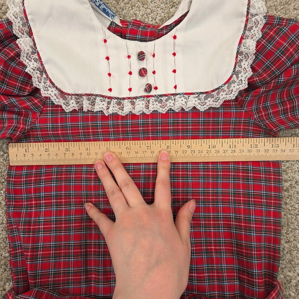 Girl's Vintage Polly Flinders Red Tartan Plaid Drop Waist Dress Size 6 Pleated - Picture 4 of 8